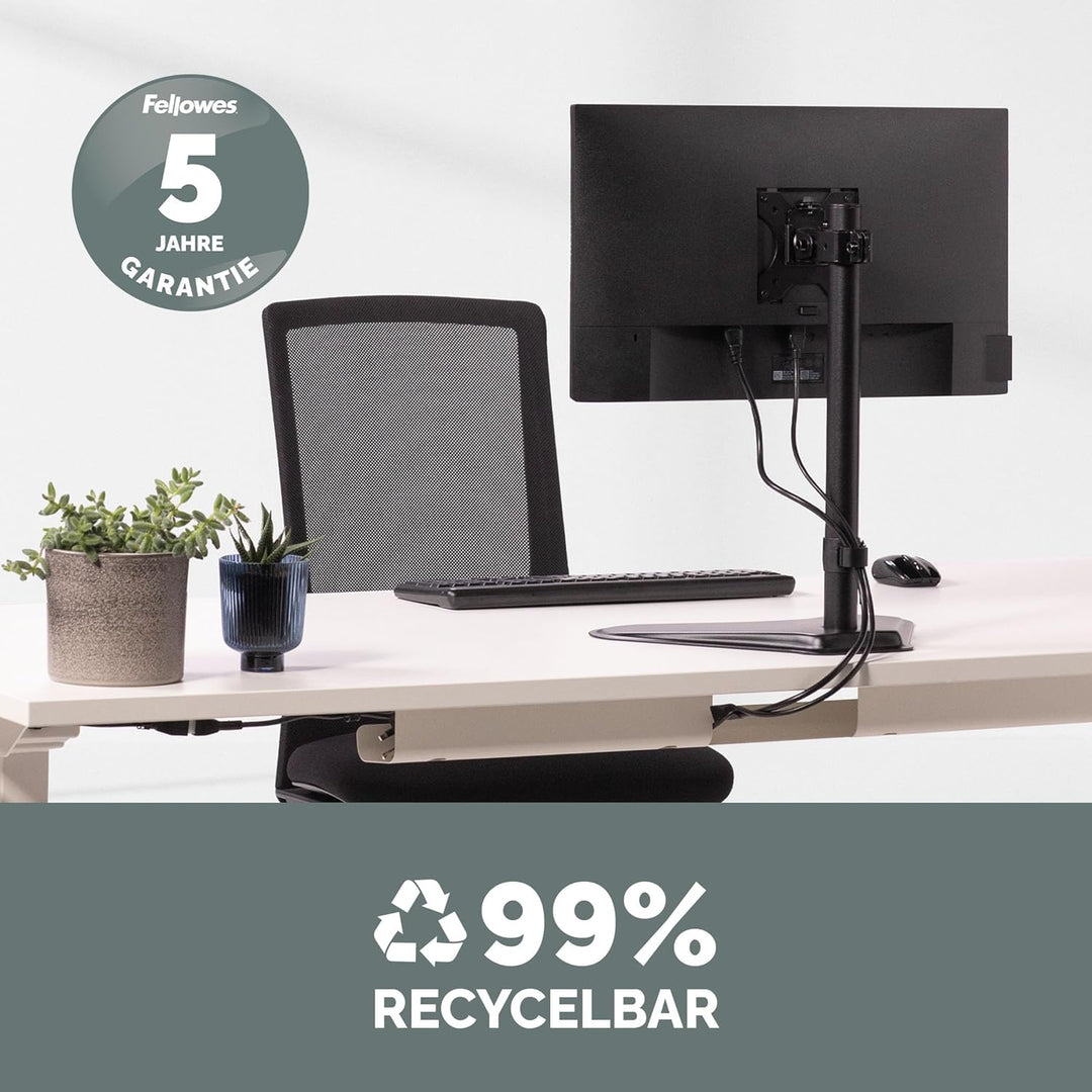 Fellowes Monitorarm Seasa mit Standfuss - höhenverstellbar - ergonomisch - für 1 Monitor bis 81,28 c