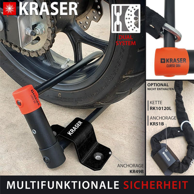 KRASER KR120L Solid U Vorhängeschloss SRA-geprüftes Motorradschloss Diebstahlschutz Motorrad Sicherh