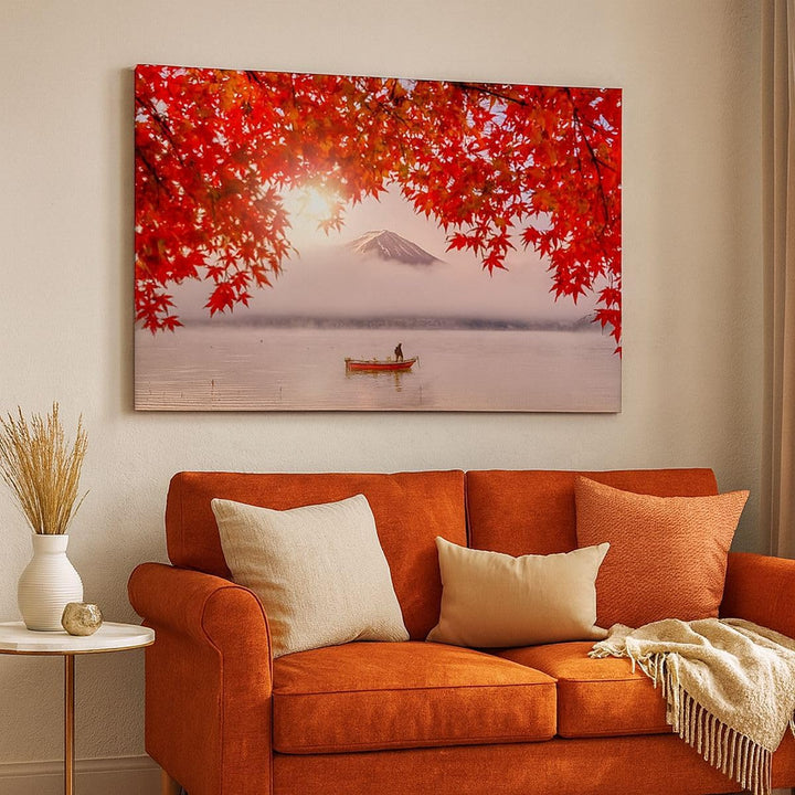 ARTTOR Bilder auf Leinwand Vulkan See Leinwandbild mit Rahmen 70x50cm Wandbilder Dekoration Wohnzimm