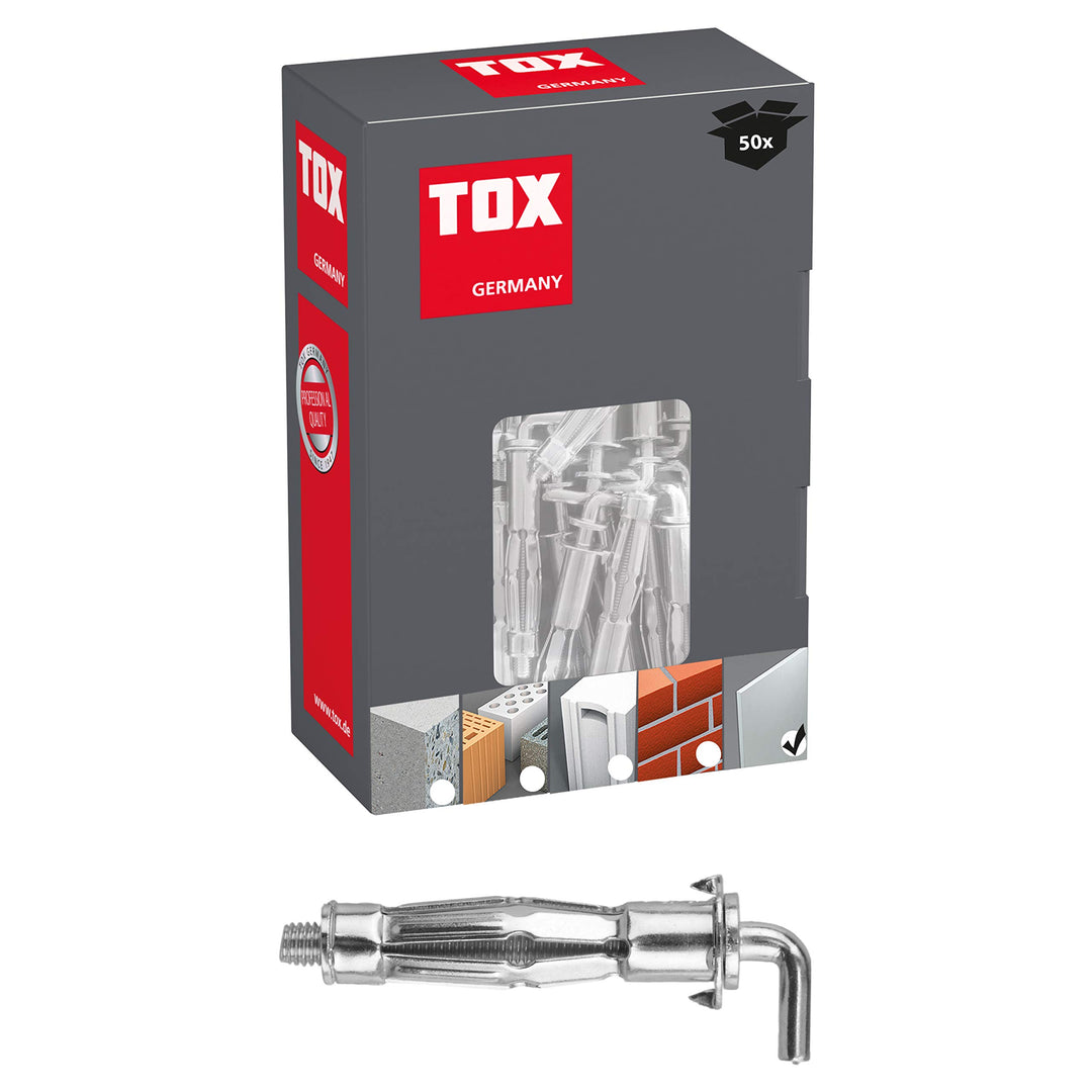 TOX Metall-Hakendübel Pirat Skippi M5 x 37 mm verzinkt, für Befestigungen in Gipskartonplatten, 50 S