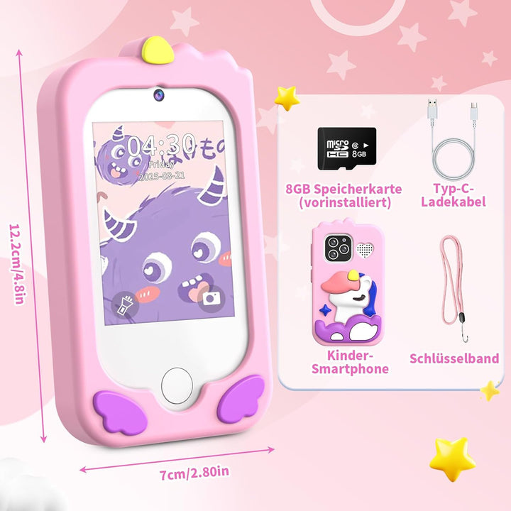 Kinderhandy Spielzeug mit Dual Kamera Kinderkamera 2.8 Inch Touchscreen Lerntelefon Lernspielzeug mi