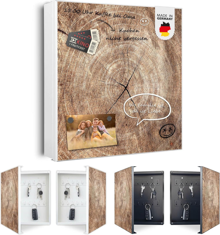 banjado Grosser Schlüsselkasten Glas - Schlüsselbox 30x30cm mit 50 Haken - Schlüsselkasten modern fü
