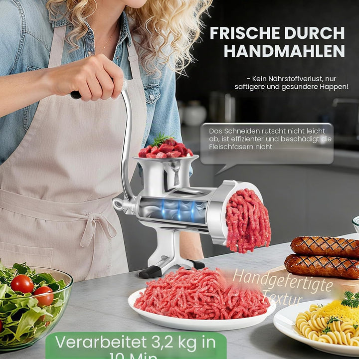 Huanyu Fleischwolf Manuell Edelstahl Fleischwolf Manuell mit Wurstfüller Edelstahl Spülmaschinenfest