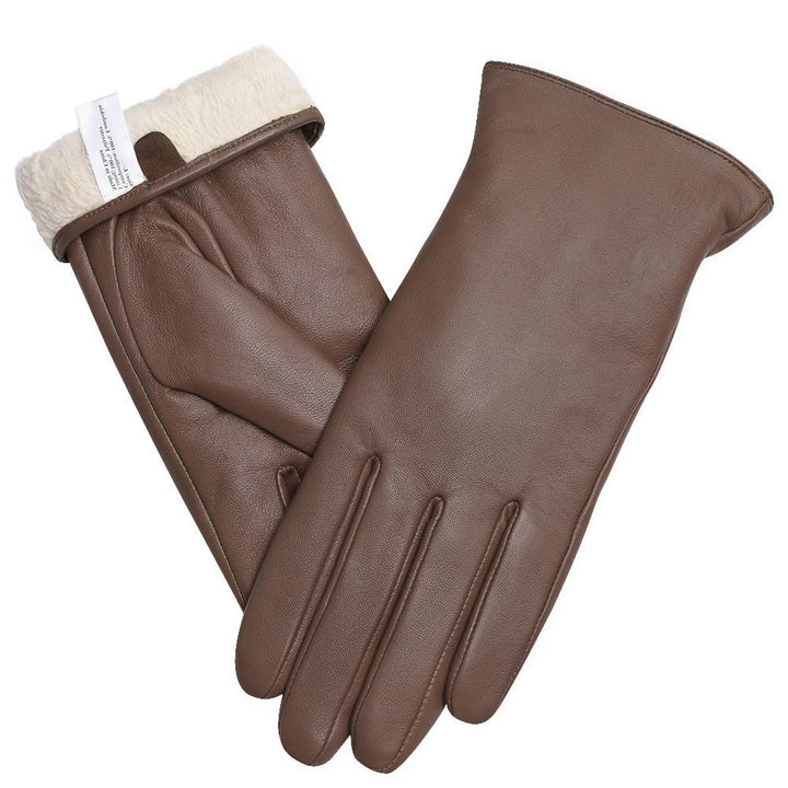 Touchscreen Handschuhe für Damen Warme Lederhandschuhe Gefüttert Winter SMS-Handschuhe Braun XL, Bra