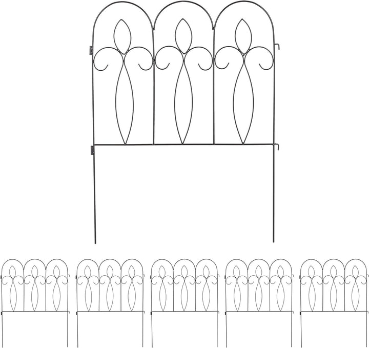 Relaxdays Beetzaun Metall, 6 Zaunelemente mit Verzierungen, HxB: 81 x 63 cm, Garten Beeteinfassung z