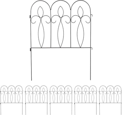 Relaxdays Beetzaun Metall, 6 Zaunelemente mit Verzierungen, HxB: 81 x 63 cm, Garten Beeteinfassung z