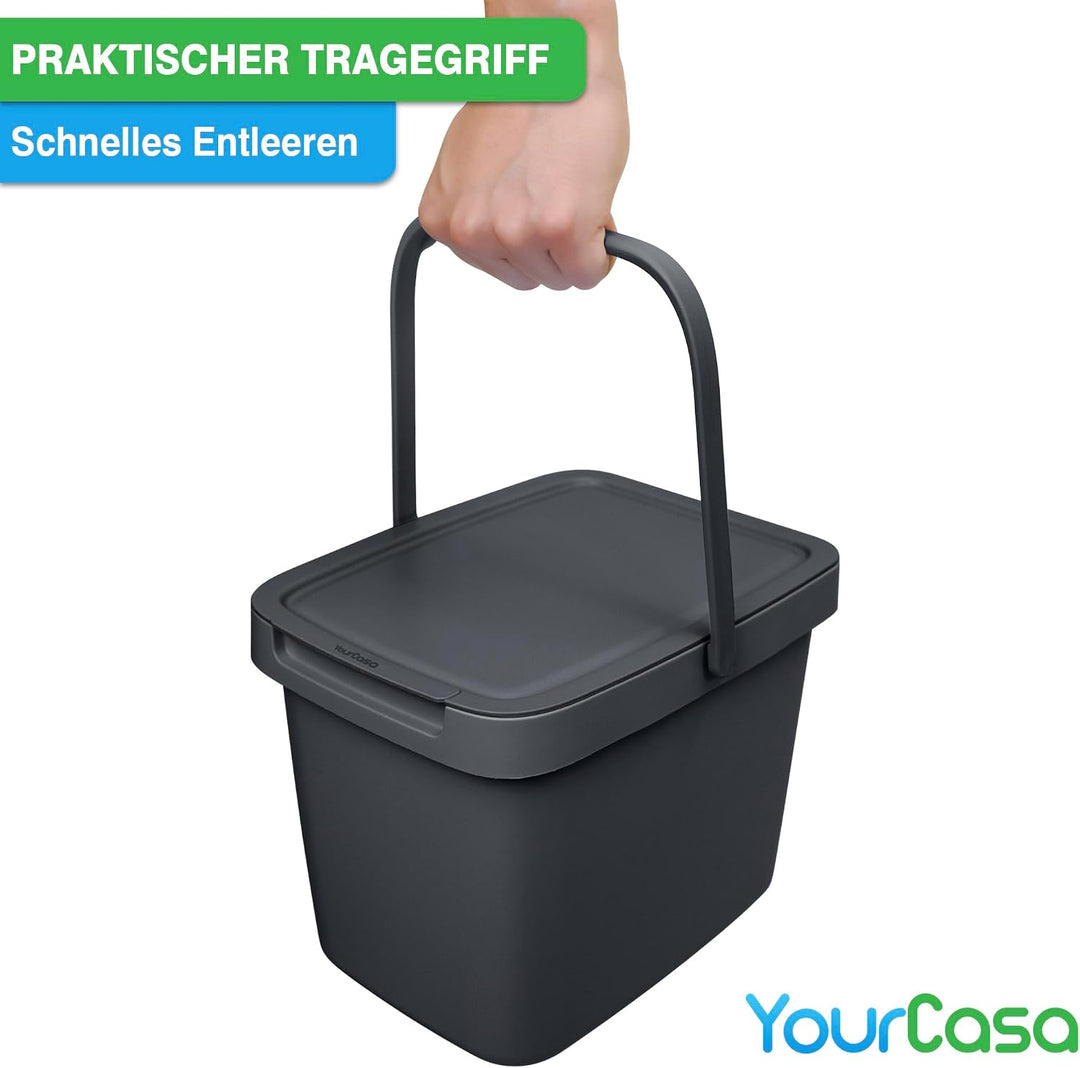 YourCasa 2 STK. Biomülleimer Küche - 6L Komposteimer für alltäglichen Biomüll - Mit Deckel und Wanda