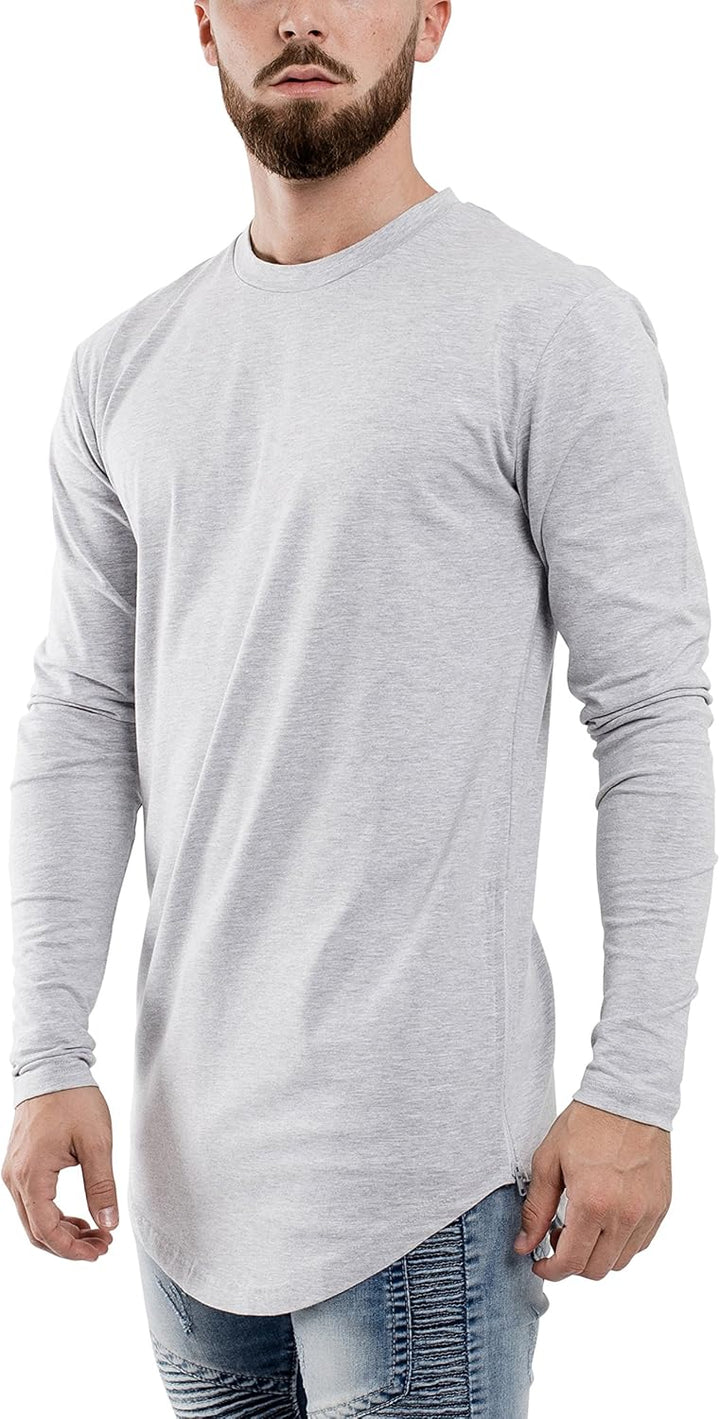 Blackskies Side Zip Langarm T-Shirt | Langes Oversize Fashion Basic Longsleeve Herren Longshirt Long