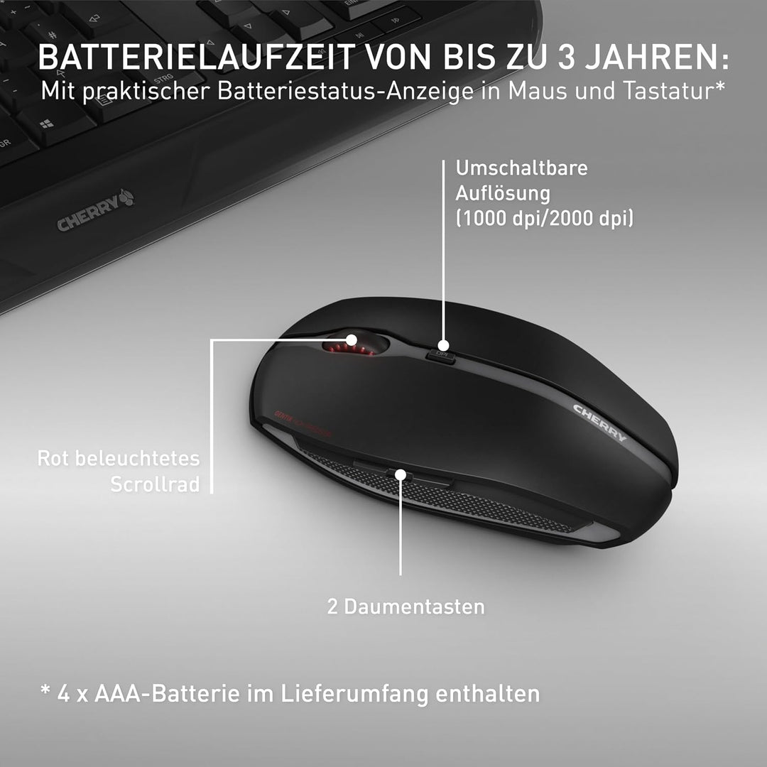 CHERRY GENTIX DESKTOP, Kabelloses Tastatur-Maus-Set, Belgisches Layout (AZERTY), 2,4 GHz Funk, Integ