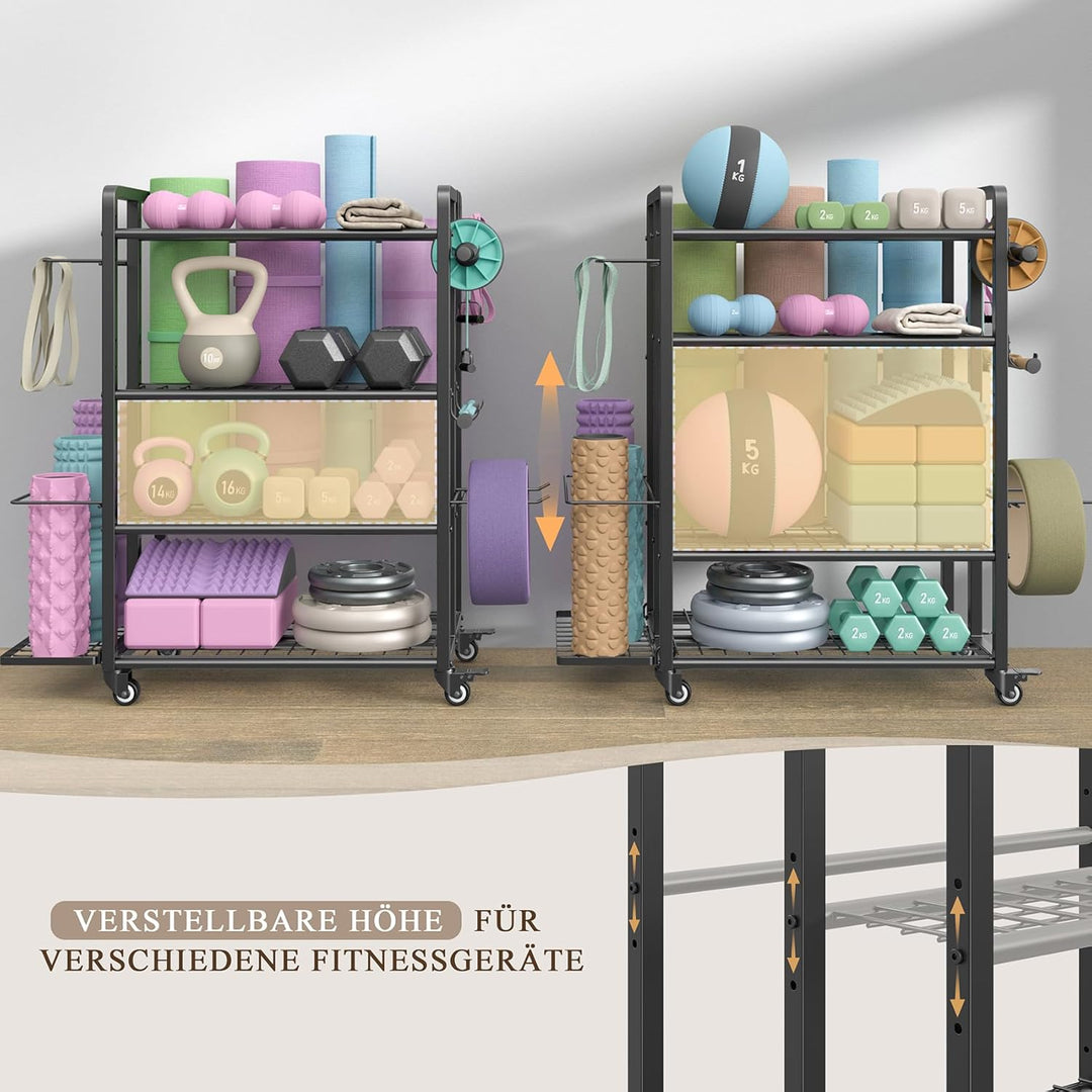 4-stöckiger Hantelständer, verstellbarer Hantelständer für Hanteln, Kugelhanteln, Yogamatte, Heim-Fi