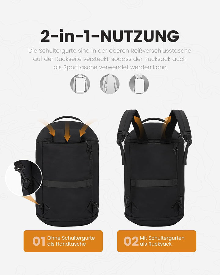 LOVEVOOK Reisetasche Sporttasche Rucksack Gross, 65L Handgepäck Rucksack mit Schuhfach Nassfach, Rei