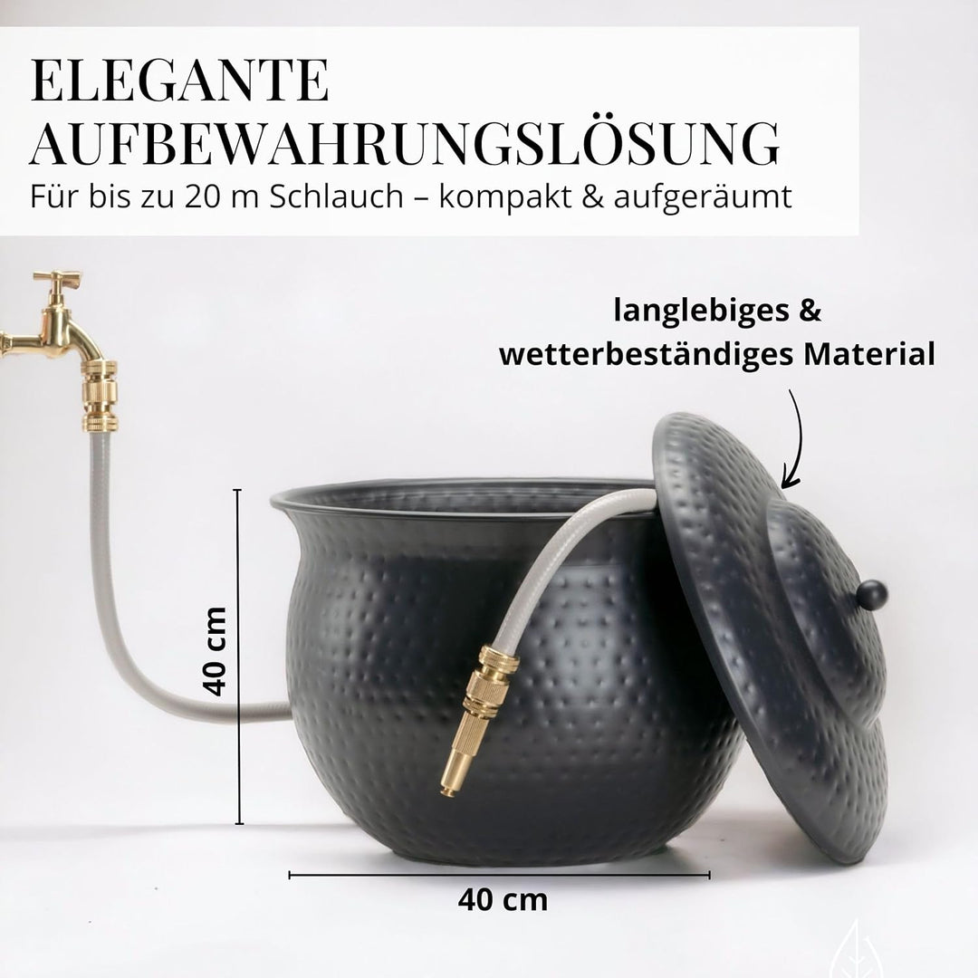 Livlig53 LIVLIG Schlauchtopf zur Aufbewahrung von Gartenschläuchen, Schlauchkübel aus Metall für fle