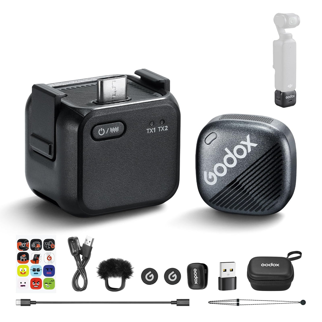 Godox Cube-OP3 Funk- Mikrofone, 48kHz/24bit Hi-Res Audio, Dual-Mode Rauschunterdrückung, 2.4G Wirele
