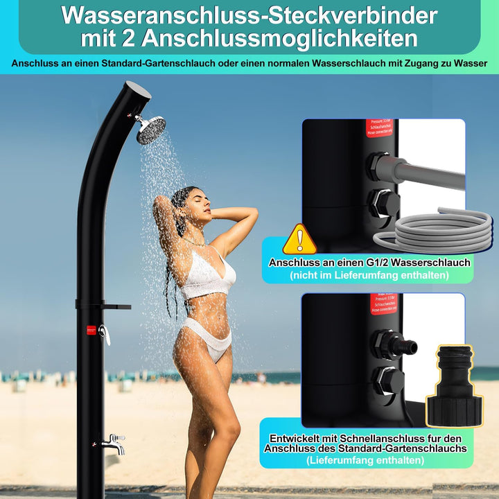 Randaco Solardusche Bogen Solar Gartendusche warmes Wasser Bis Zu 60°C Ohne Stromanschluss Pooldusch