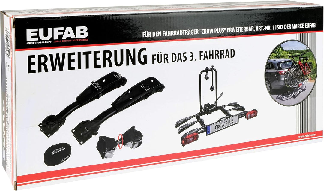 EUFAB 11583 Erweiterung CROW PLUS Fahrradträger, für 3 Fahrrad, zu Artikel 11582, schwarz