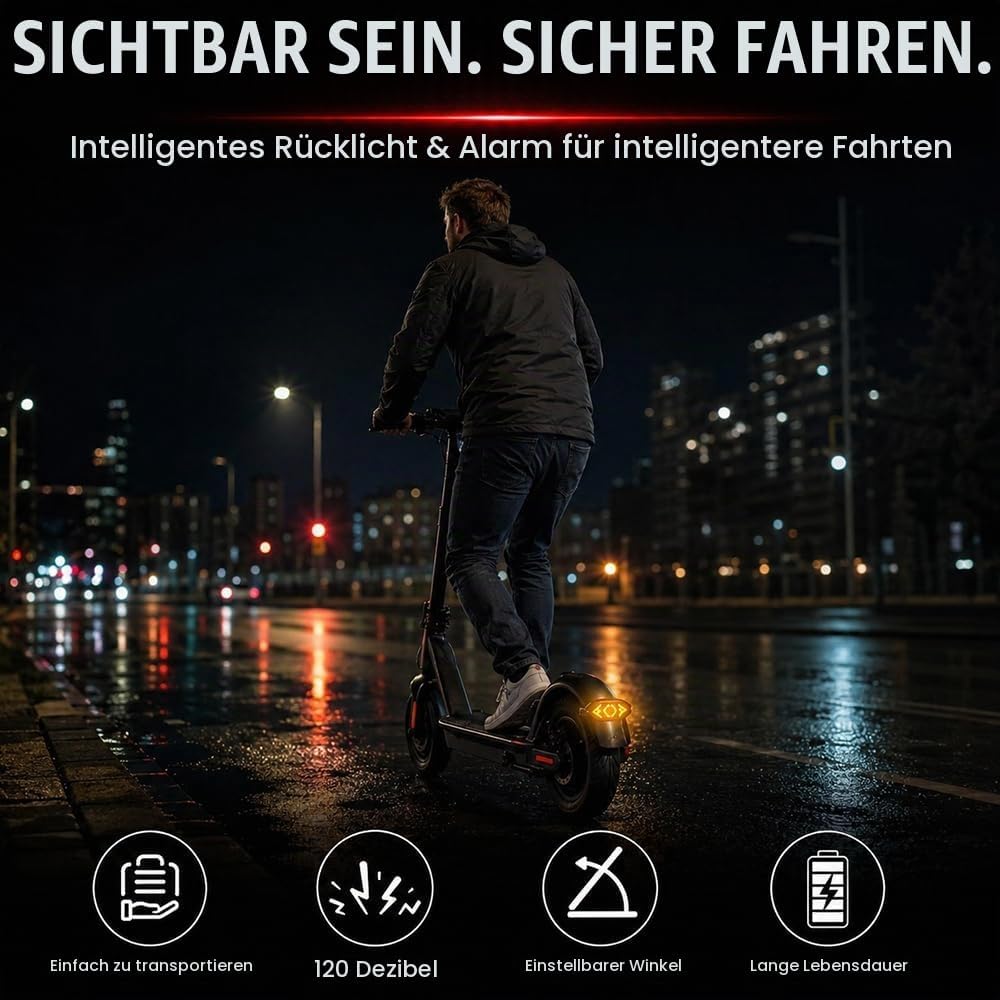 Blinker E Scooter, IPX4 USB Wiederaufladbar E Scooter Blinker mit Funkfernbedienung, Automatische Br