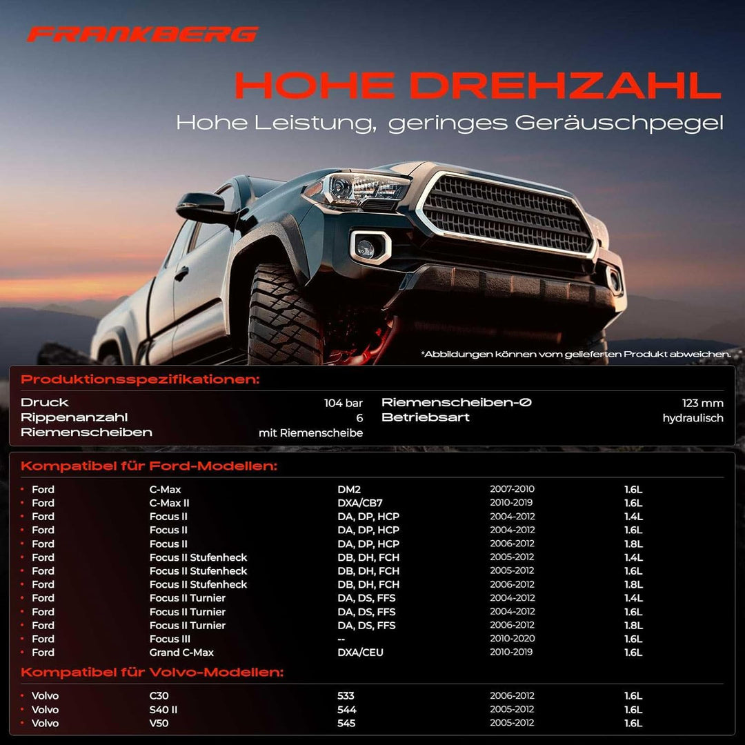 Frankberg Servopumpe Hydraulikpumpe Lenkung Kompatibel mit C-Max DM2 I4 1.6L 2007-2010 Focus II DA_