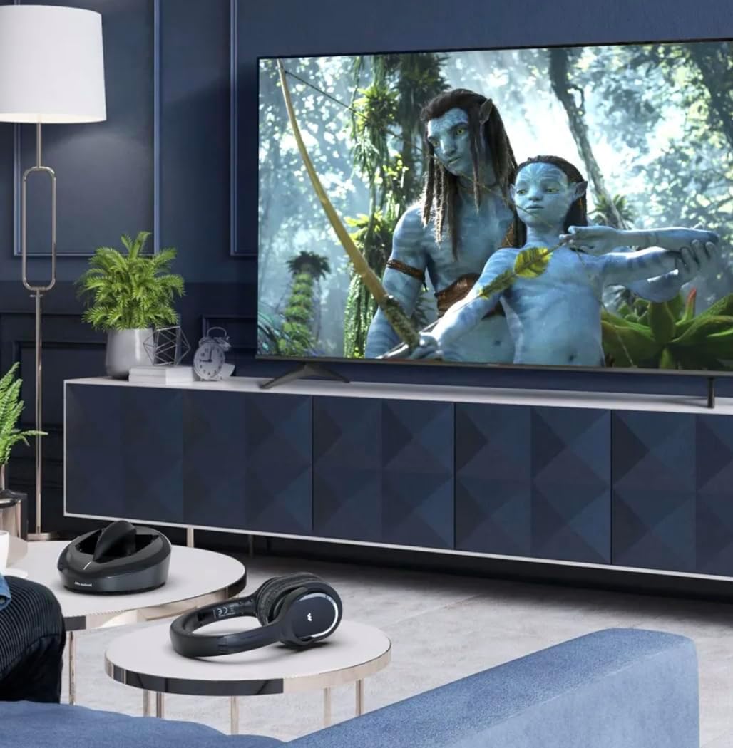Meliconi Digital Plus Kabellose TV-Kopfhörer 863 MHz, digitales Audio optisch Toslink und AUX, 100 m