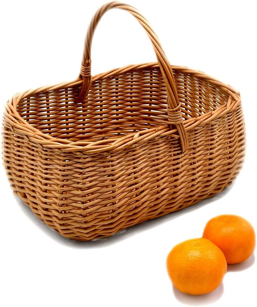 MyBer® Korb Weidenkorb Einkaufskorb Picknickkorb 33/23/13cm Stabiler Tragekorb aus Weide K1-014