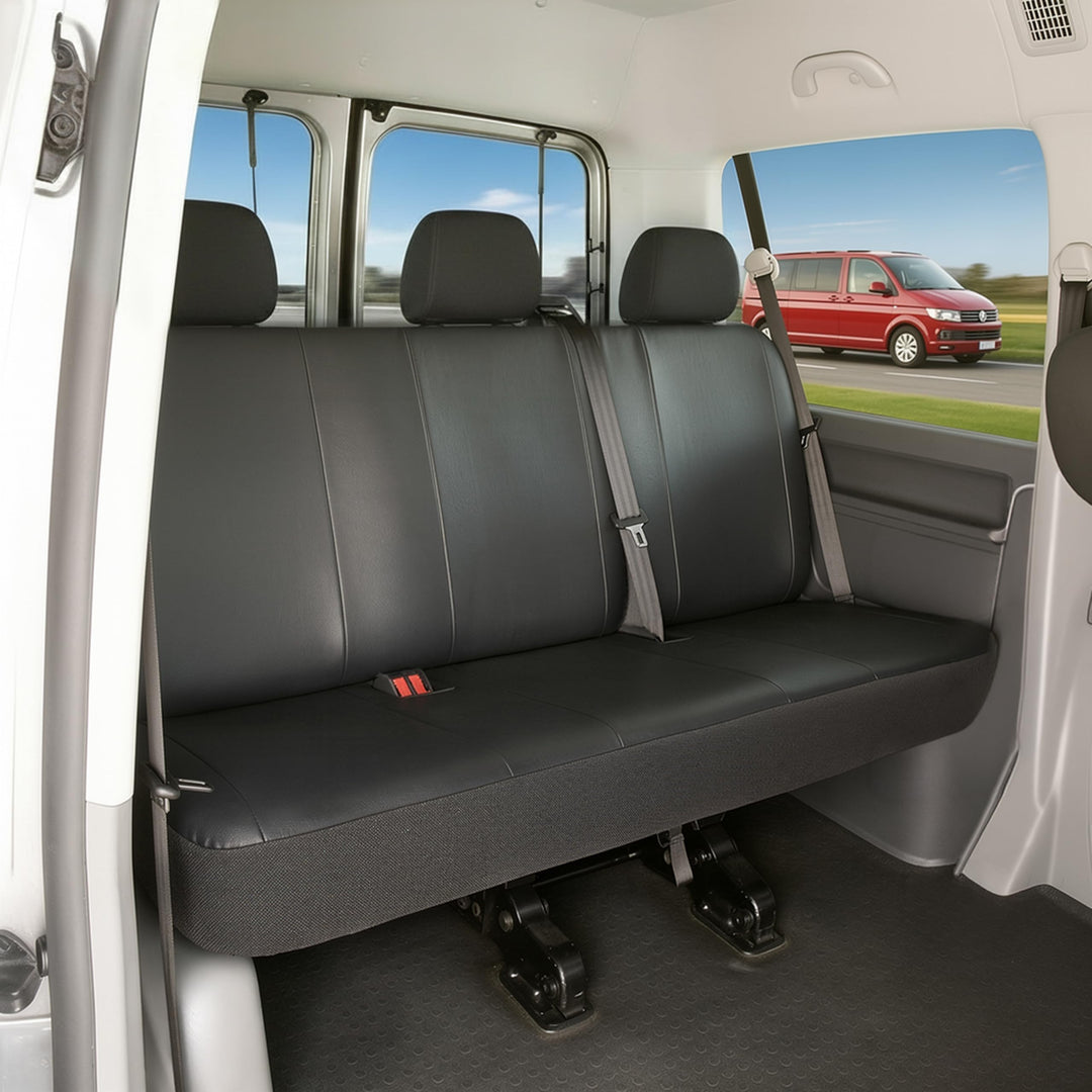 Walser Transporter Sitzbezüge Auto kompatibel mit VW T5, 3er Bank, Auto Sitzbezüge aus Kunstleder, S