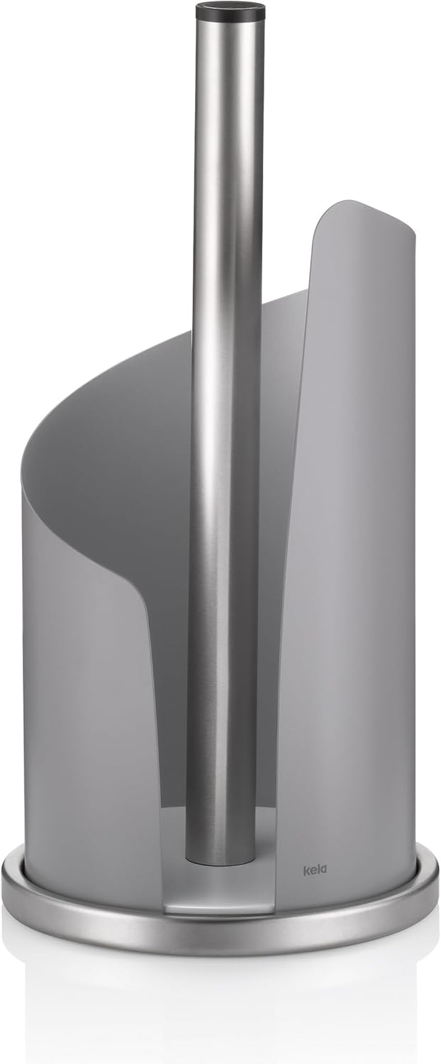 Kela 11203, Küchenrollenhalter Stella, Edelstahl/Metall, 15 cm Durchmesser, Hellgrau, Grau