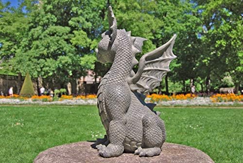 MC Gartenfigur Gartendrache - Modell sitzend XL - Fantasy Figur Deko Drache Garten