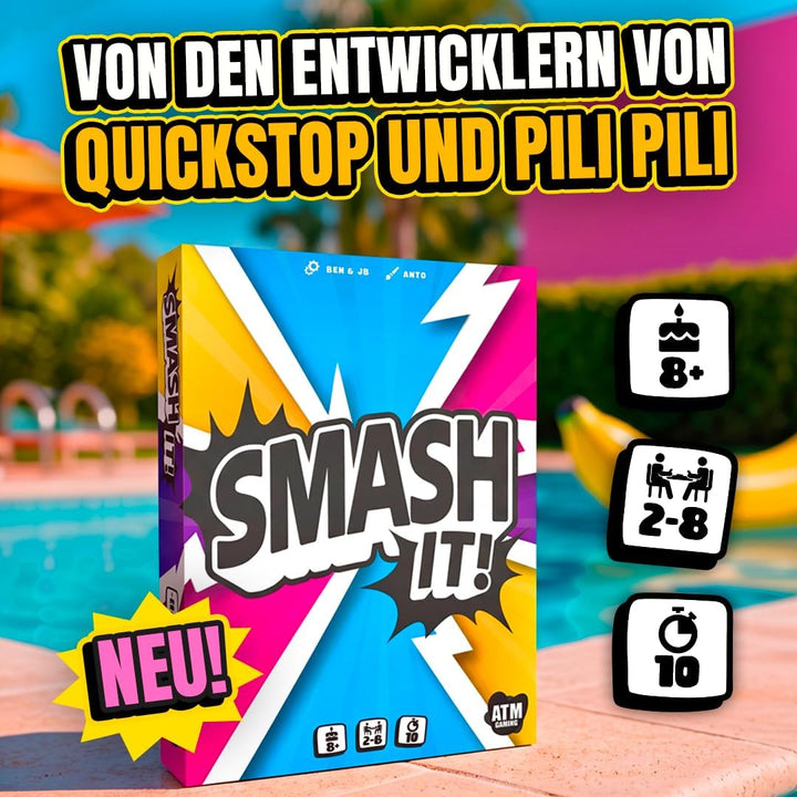 ATM Gaming Smash It – Kartenspiel für Familie und Freunde – Schnell und Verrückt – 2 bis 8 Spieler –