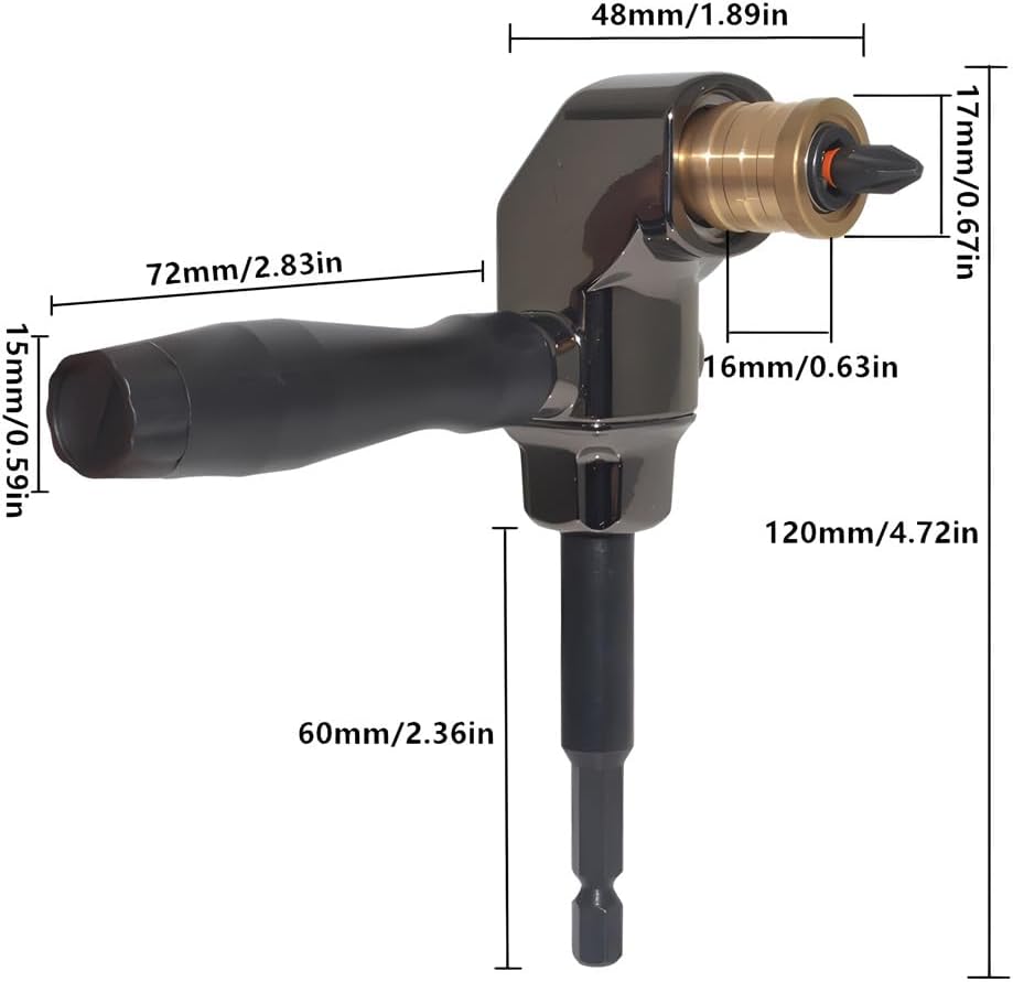 Winkelaufsatz für Akkuschrauber, Winkelschrauber Aufsatz Ganzmetall-Gehäuse, Winkelgetriebe mit Abne