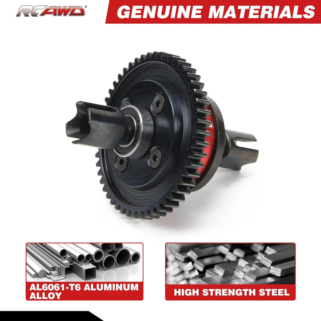 RCAWD Aluminium Center Diff Set, mit 40CrMo Hauptdiff-Getriebe 50T SPIRAL für Arrma 1/7 1/8 6S RTR H