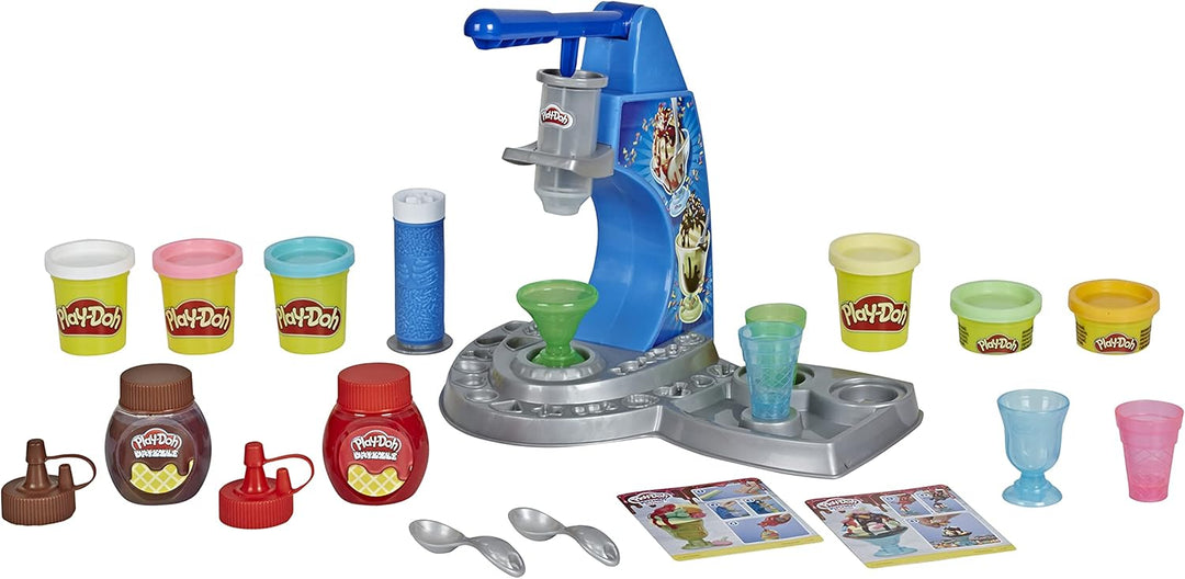 Play-Doh Drizzy Eismaschine mit Toppings, inklusive Drizzle Knete und 6 Farben, Drizzy Eis