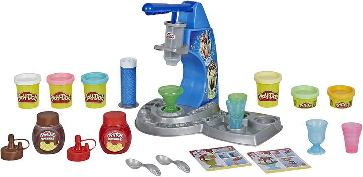 Play-Doh Drizzy Eismaschine mit Toppings, inklusive Drizzle Knete und 6 Farben, Drizzy Eis