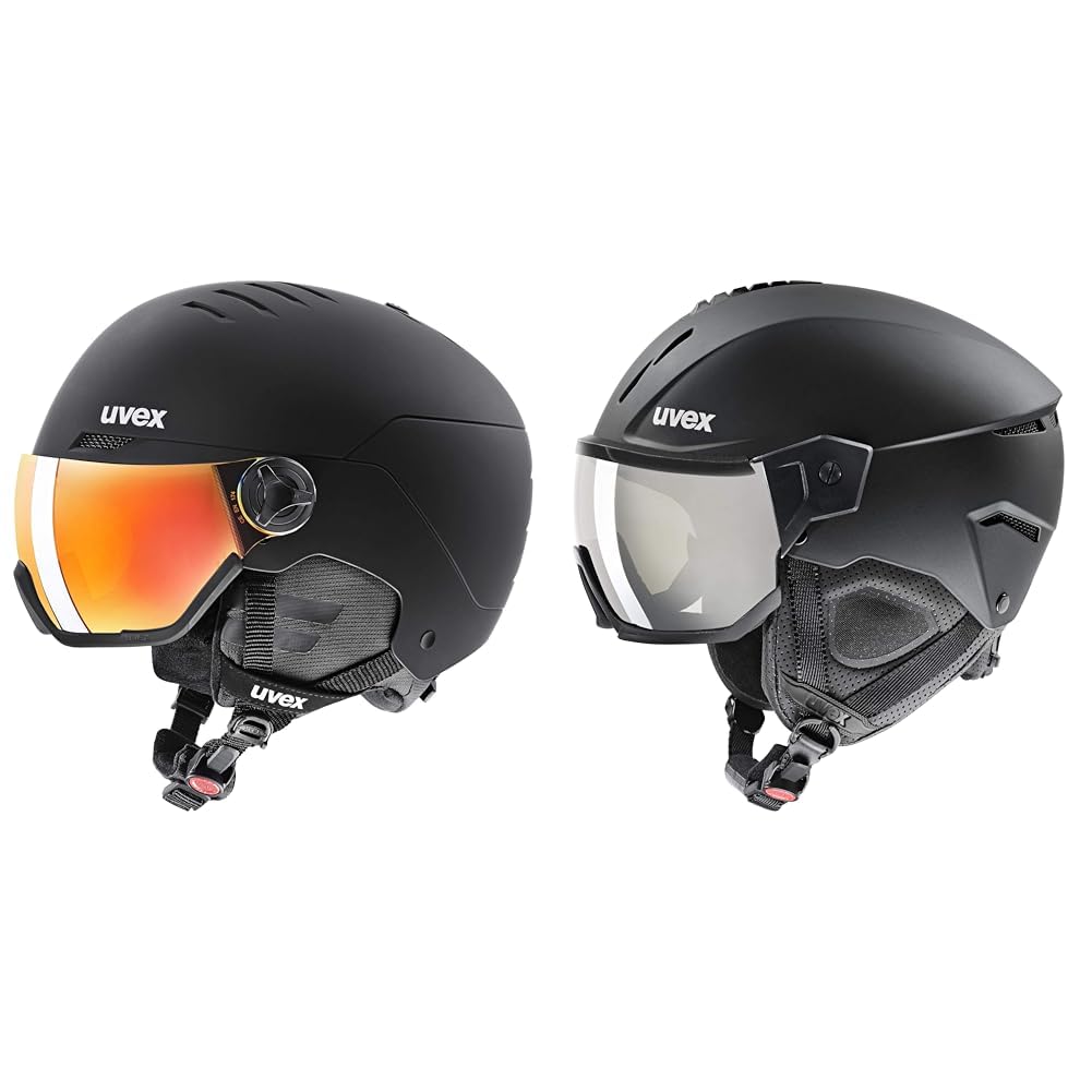 uvex Wanted Visor Visier Skihelm - Navy mat black mat 54-58 cm Bundle mit Skihelm-black-56-58cm, bla