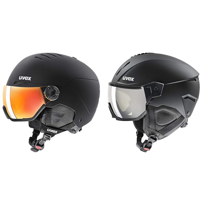 uvex Wanted Visor Visier Skihelm - Navy mat black mat 54-58 cm Bundle mit Skihelm-black-56-58cm, bla