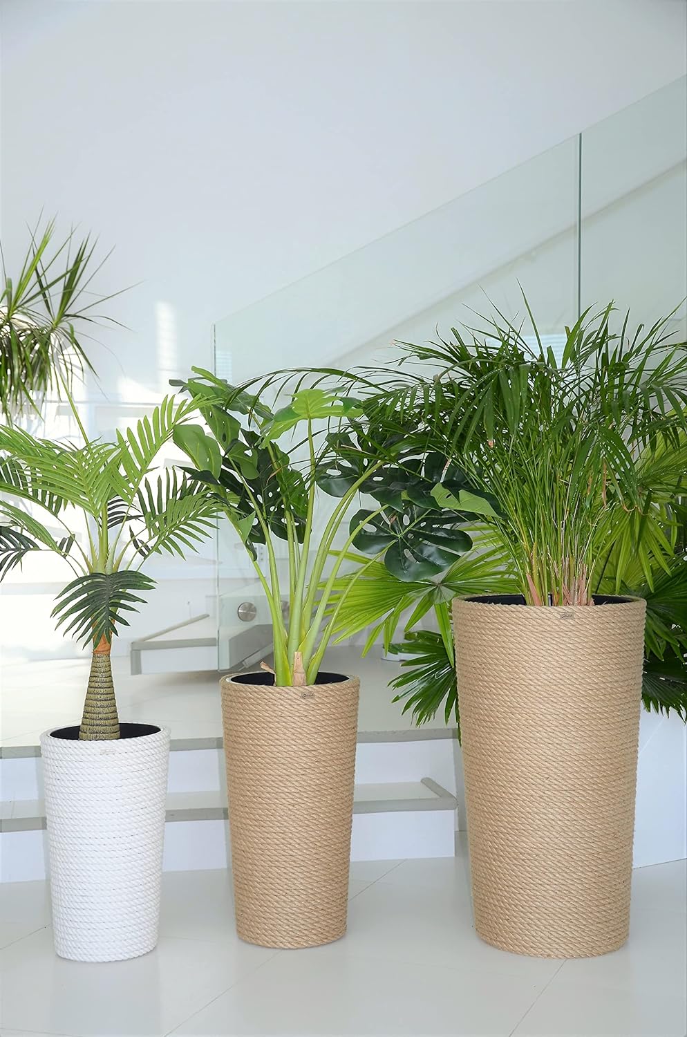KORAD Pflanzentopf/Übertopf 41 hoch Stil Boho EKO Natural, geflochtene Juteschnur, Graskorb, Jute, E