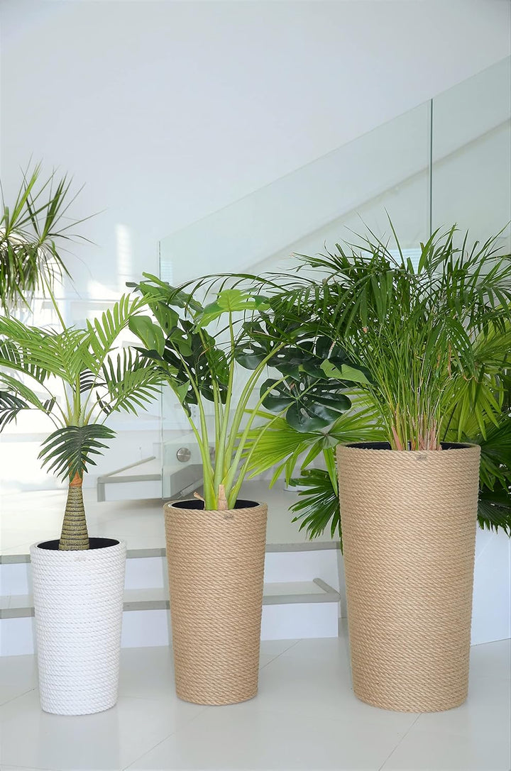 KORAD Pflanzentopf/Übertopf 41 hoch Stil Boho EKO Natural, geflochtene Juteschnur, Graskorb, Jute, E