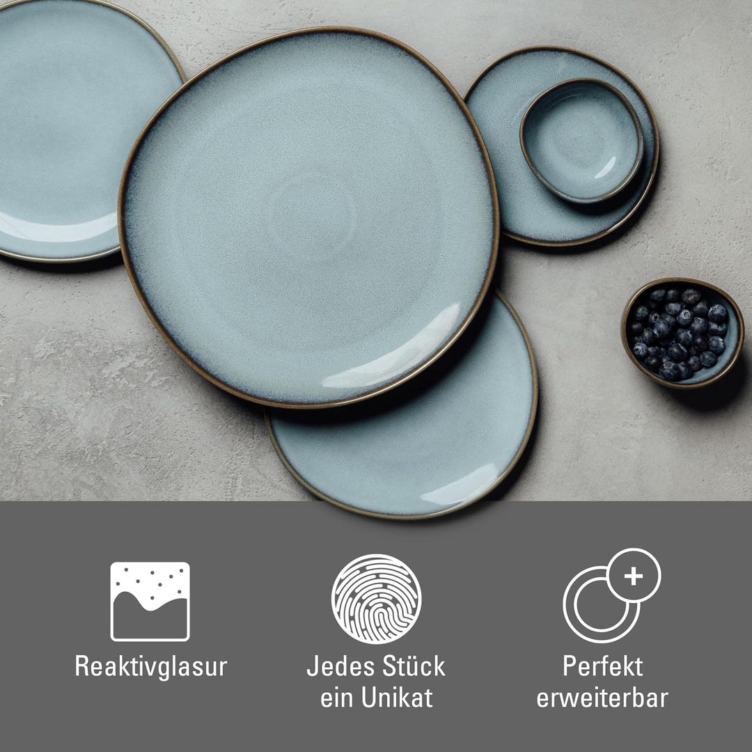 like. by Villeroy &amp; Boch - Lave glacé Geschirr Set aus Steingut, 6tlg., Pottery Look, Frühstückservi
