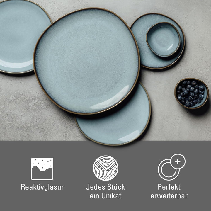 like. by Villeroy &amp; Boch - Lave glacé Geschirr Set aus Steingut, 6tlg., Pottery Look, Frühstückservi