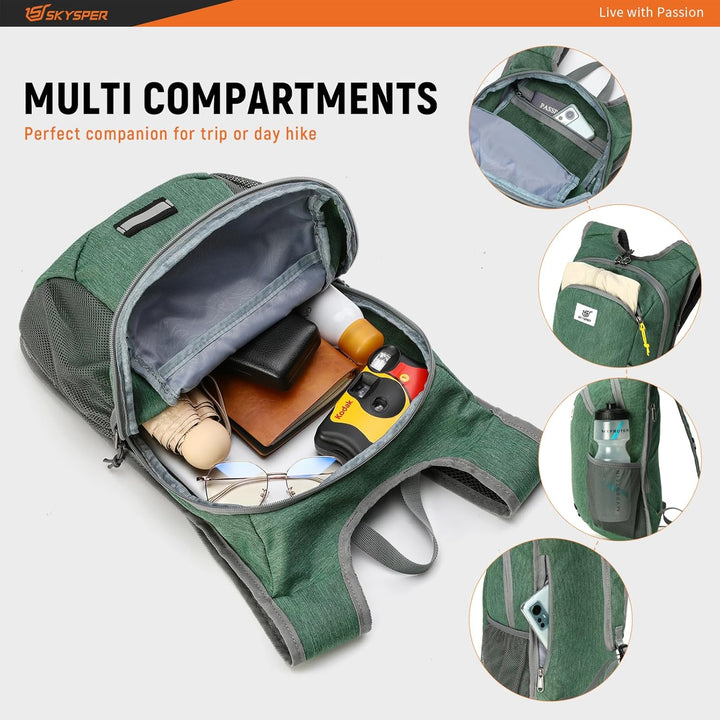 SKYSPER Faltbarer Rucksack 10L Klein Ultraleicht Tagesrucksäcke Wanderrucksack Reisenrucksack Trekki