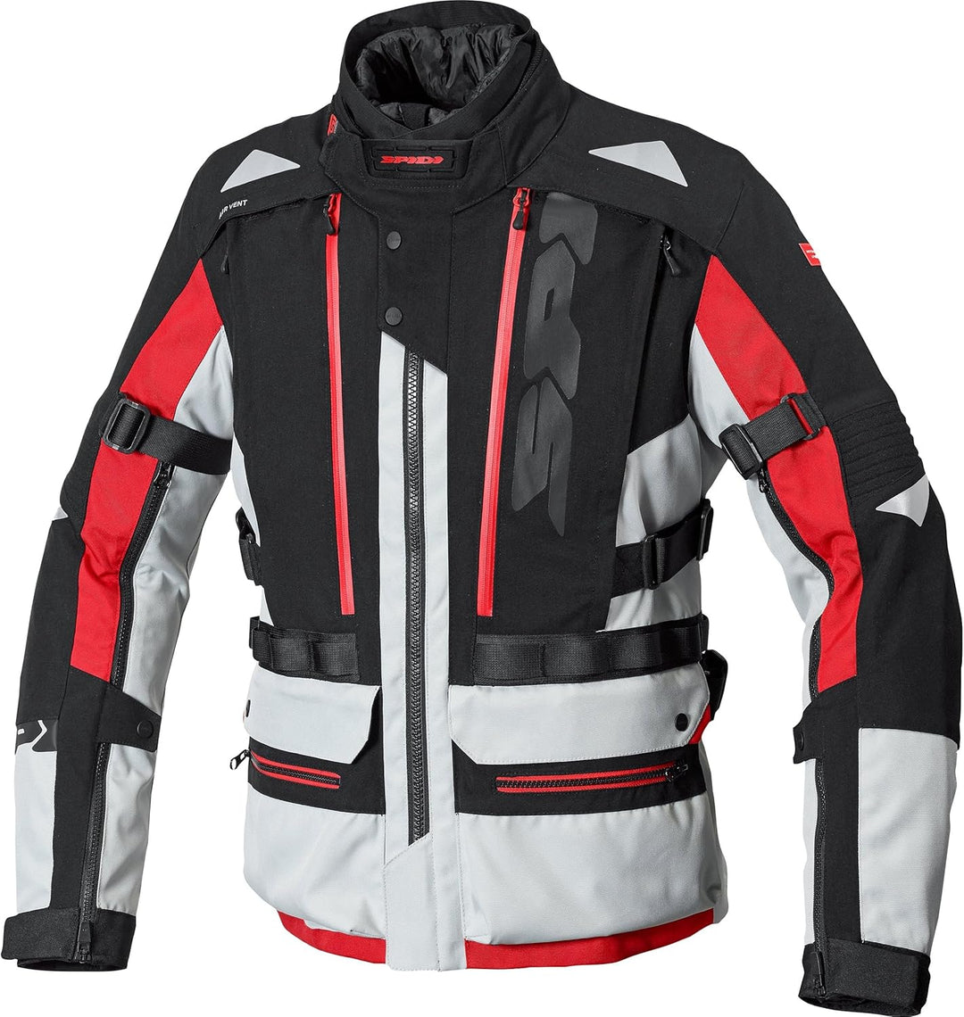 SPIDI H2Out Allroad Motorrad Textiljacke (Black/Grey/Red,XL)