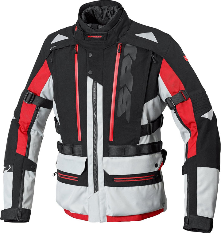 SPIDI H2Out Allroad Motorrad Textiljacke (Black/Grey/Red,XL)