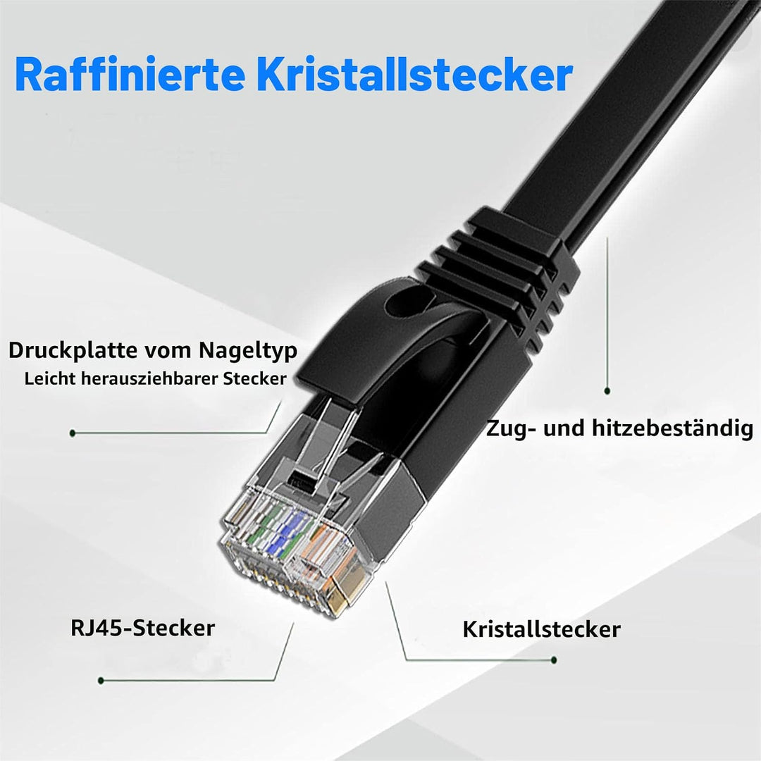 50m LAN Kabel Cat 6 Netzwerkkabel 50 Meter Outdoor, RJ45 Flach Ethernet Kabel High Speed Wlan Kabel