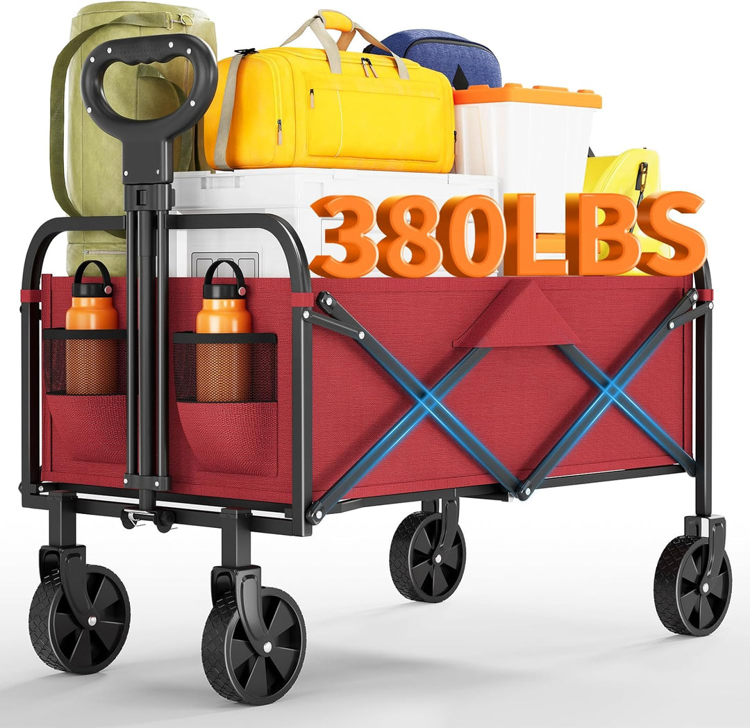 Robuster Faltwagen 220 l Tragkraft 172 kg Rot | Allzweckwagen Tragkraft, zusammenklappbar, tragbar f
