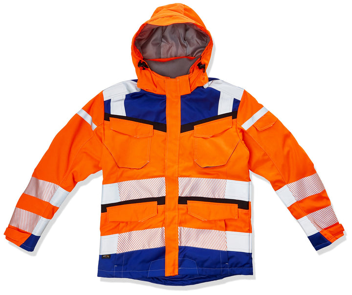 KÜBLER Workwear | KÜBLER REFLECTIQ Wetterjacke SYMPATEX® PSA 2 | warnorange/kbl.blau | Grösse S warn