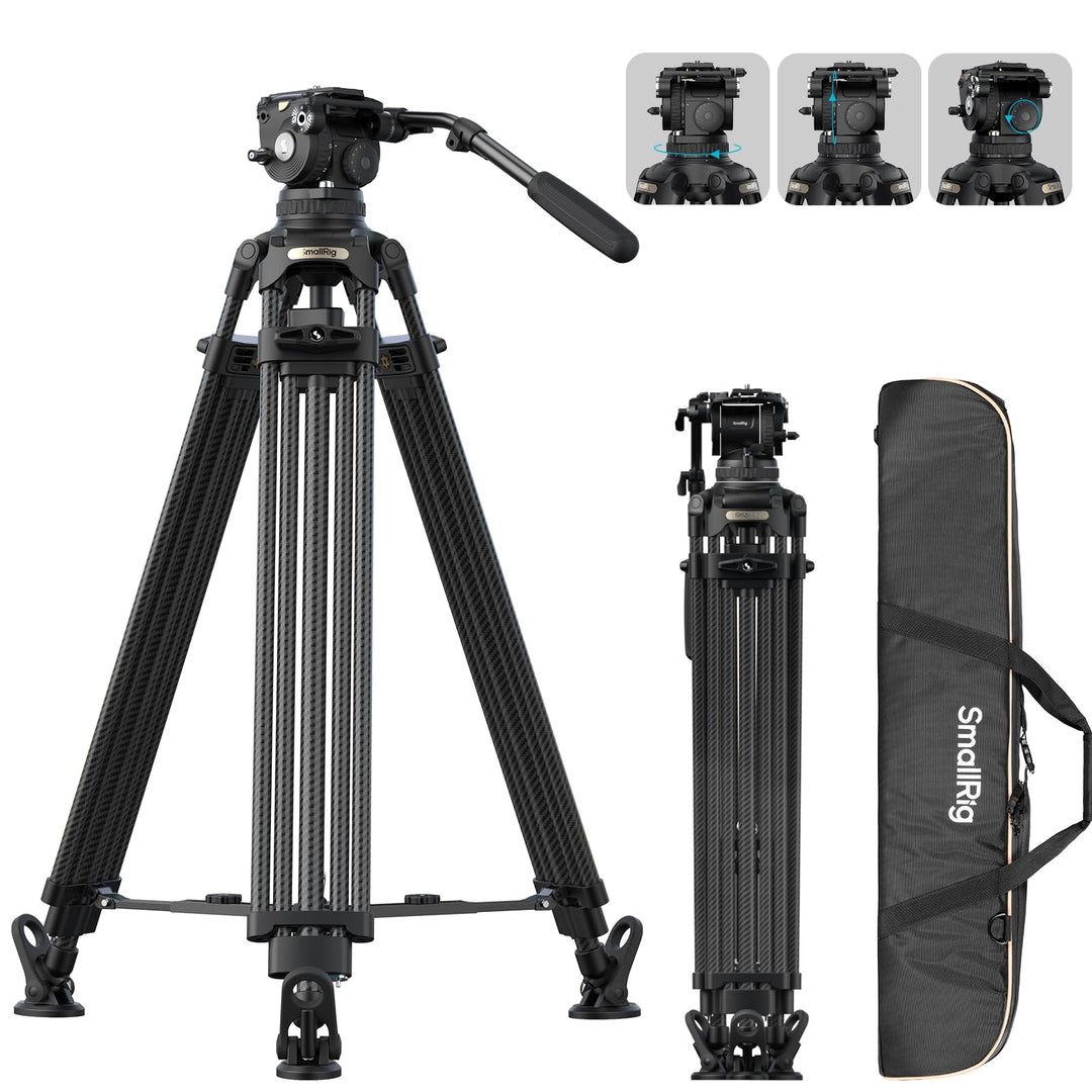 SMALLRIG 200,5 cm Schwerlast-Carbonfaser-VideoStativ, 7-Stufen-Gegengewichtskopf, Schnellwechselplat