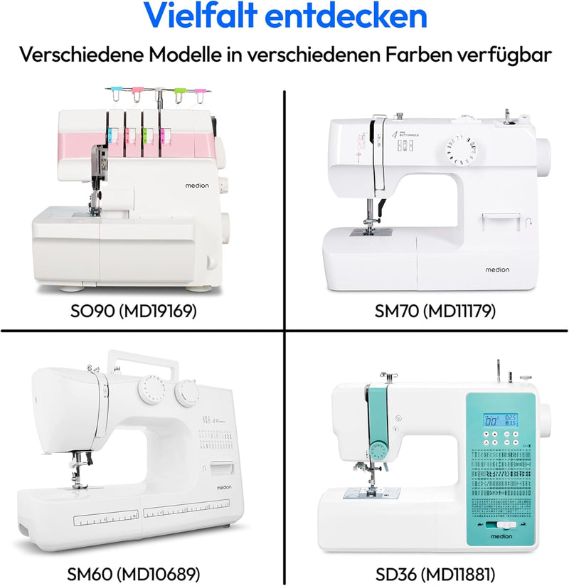 MEDION Digitale Nähmaschine SD36 (36 Watt, einstellbare Stichlänge und Stichbreite, 270 Stichmuster,