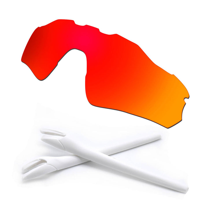 HKUCO Red Polarized Replacement Lenses and White Earsocks Rubber Kit For Oakley Radar EV Path Sungla