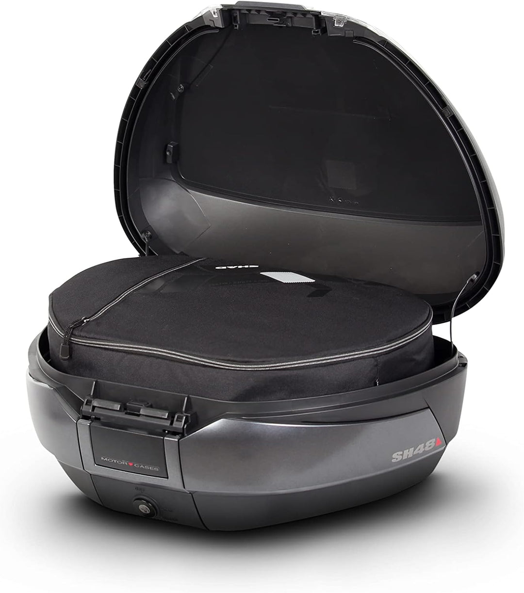 Shad D0B48100 Top-Case mit Universal Halter und Rückstrahler, 48 Liter Schwarz, Schwarz