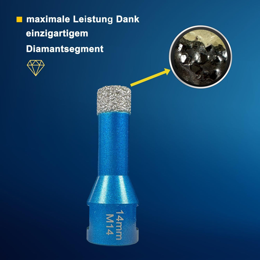 EDW Diamant Fliesenbohrer 14 mm x M14, Fliesenbohrkrone für Fliese, Wandfliese, Feinsteinzeug, Natur