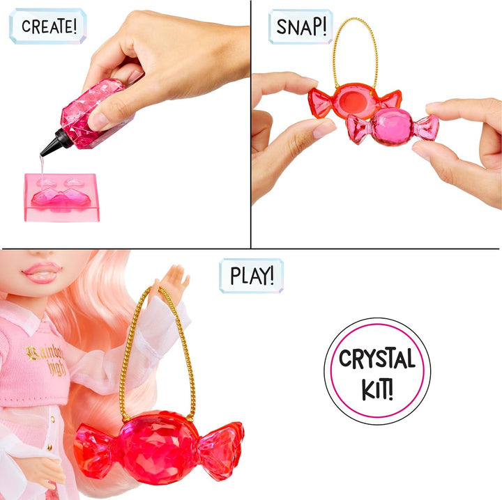 Rainbow High Creative Crystals Bella - Pinkfarbene 28 cm Modepuppe mit Make It Kit für Kristall-Acce