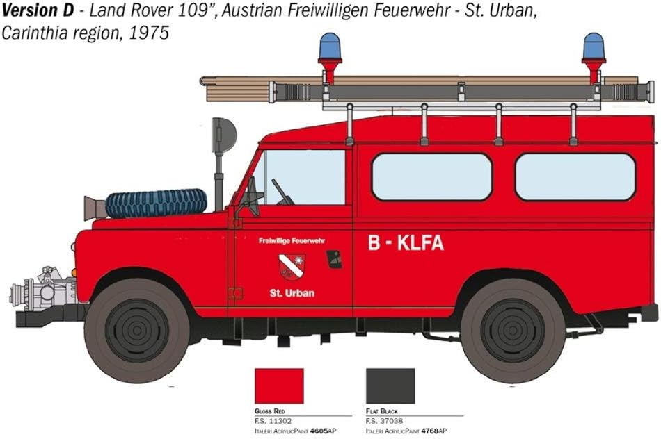 ITALERI 3660S - 1:24 Land Rover Fire Truck , Modellbau, Bausatz, Standmodellbau, Basteln, Hobby, Kle